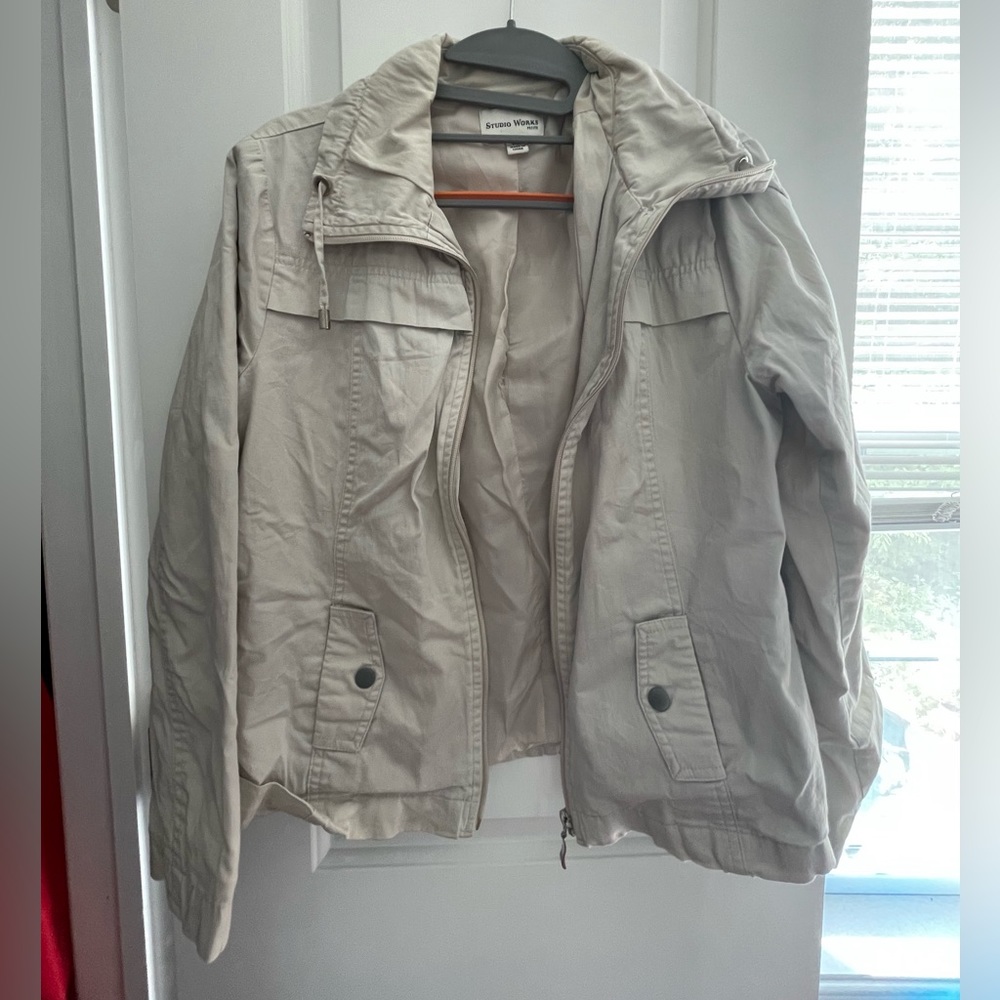 Studio works beige jacket size petite medium